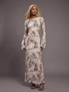 Women's Elegant Leopard Print Bodycon Dress, Sexy Party & Date Night Outfit, European And American Style, Spring/Autumn - Multicolor - View 6