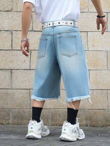 Manfinity EMRG Quần short denim ống rộng màu đồng bạc màu dành cho nam - Rửa nhẹ - Xem 2