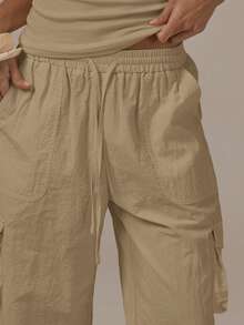 MUSERA Cargo Tie Waist Capri Pants Spring Summer Cute Cosy Cottage Core Spring Dew Casual - Apricot - View 5