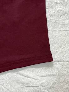 SHEIN Women's Casual Everyday Wear Knight Embroidery Pattern Shorts - Burgundy - View 3