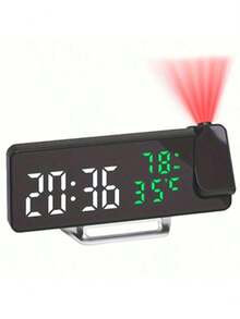 [LED Alarm Clock] LED Digital Projection Alarm Clock | Modern, Adjustable Brightness, 12/24H Format, Temperature, Date & Humidity Display, USB Powered For Bedroom, Home Office (Adapter/Battery Not Included) Room Decor Digital Clock Bedroom Decor Dormitory Decor Back To School School Decor School Surprise Home Decor School Supplies - multicolor - View 8