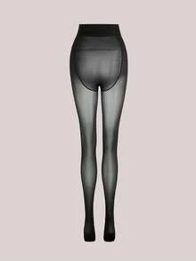 Veilyse 1件女士亮泽闪亮马海毛连裤袜 - 黑色 - 查看 3