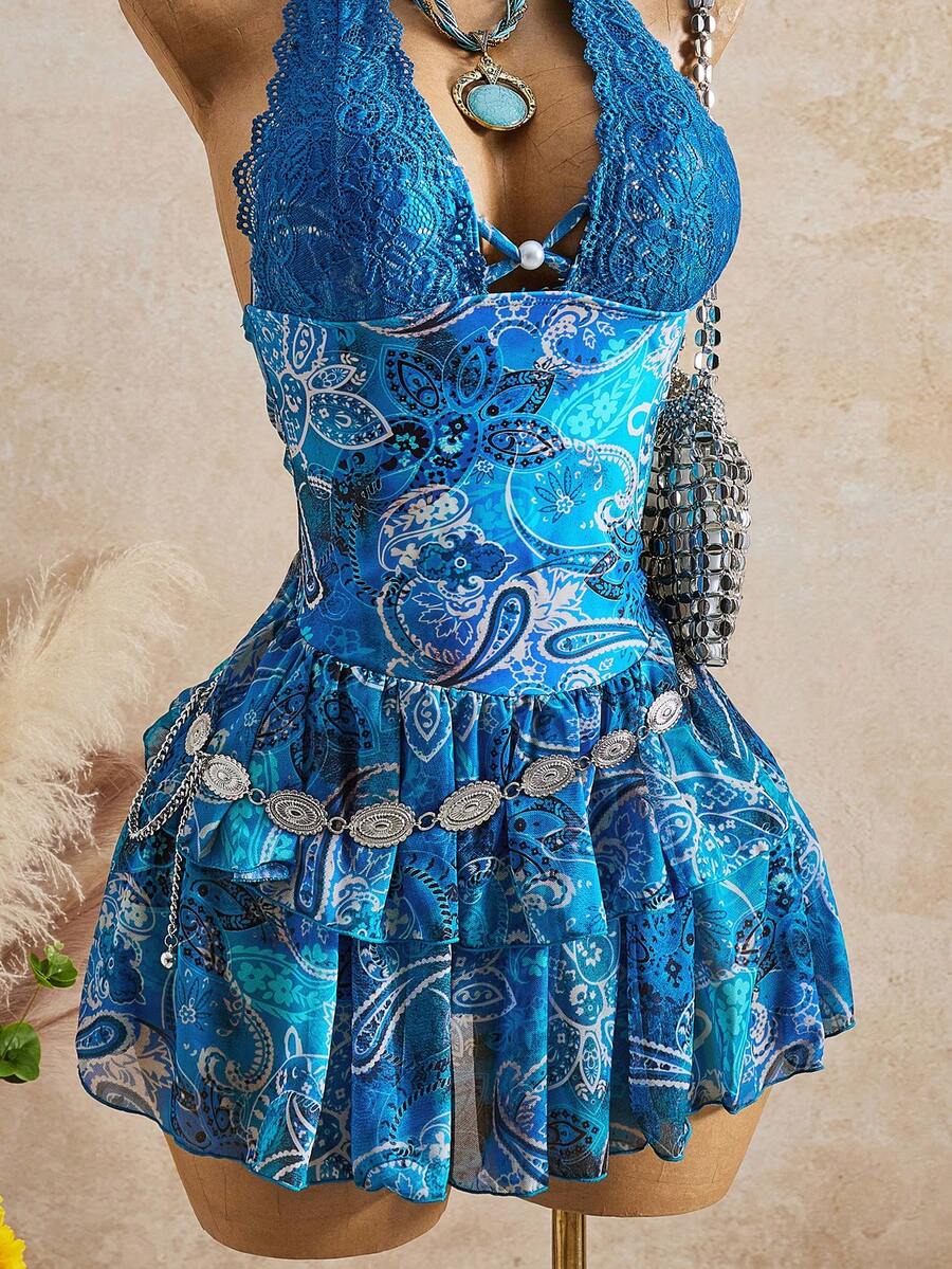 Bellisia Váy áo tắm kiểu Boho năm 2026 với họa tiết hoa điều và paisley, chất liệu ren, dễ thương, ngọt ngào, thích hợp cho kỳ nghỉ biển của phụ nữ. - Nhiều màu - Xem 1