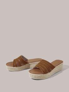 Styleloop Women's Wedge Heel Platform Sandals, Bohemian, Beach Vacation, Western Wind, Summer Wear, Travel Essentials - Brown - View 2