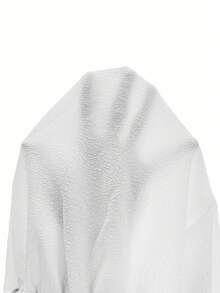 Faunlyn Blusa de manga murciélago con botón delantero unicolor - Blanco - Ver 7
