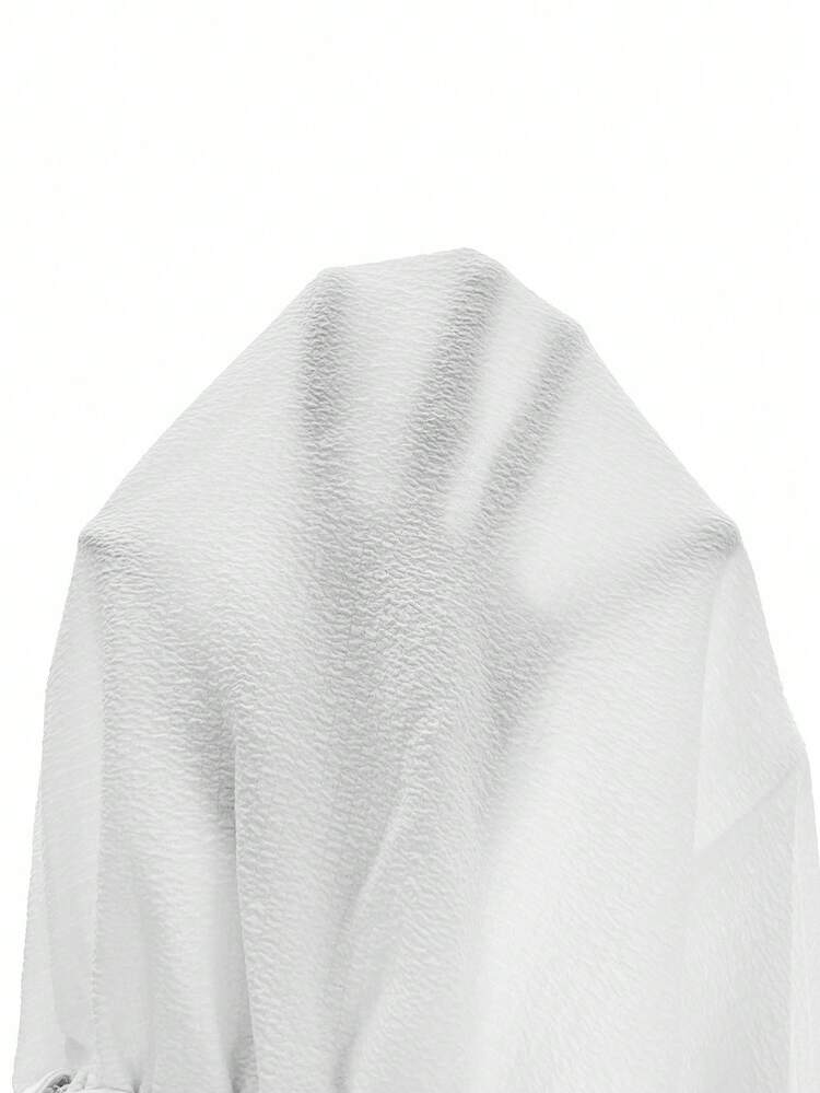 Batwing Sleeve Button Front Solid Blouse