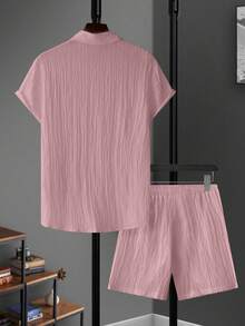 Genlund Manfinity RSRT Men's Casual Shirt And Shorts Set Holiday - Pink - View 2