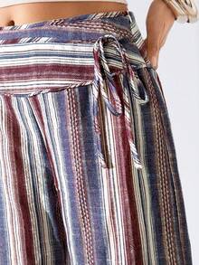 LYSMO 2026 New Minimalist Colorblock Striped Wide Leg Pants, Casual & Office Wear For Women, Spring/Summer - Multicolor - View 6