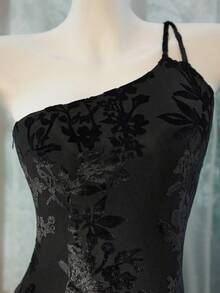 Glisette 1pc Women's Long Black Elegant Goth Party Evening Night Club/Holiday/Birthday Dress Autumn - Black - View 3