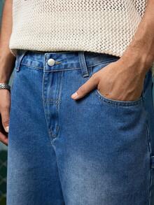 EVRINFINITE New Spring/Summer Fashion Casual Washed Denim 7/8 Pants, Loose Versatile Minimalist Style Jeans - Blue - View 5