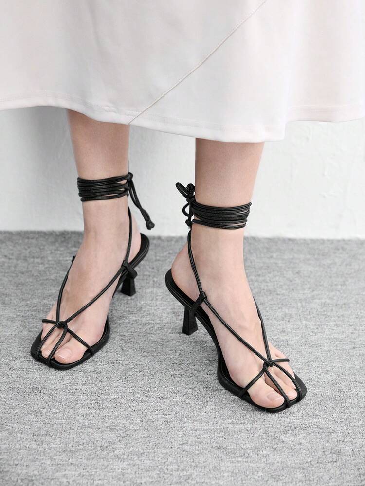 CUCCOO BIZCHIC Stylish And Simple Square Toe Sexy Leggings Women's Sandals Summer Shoes