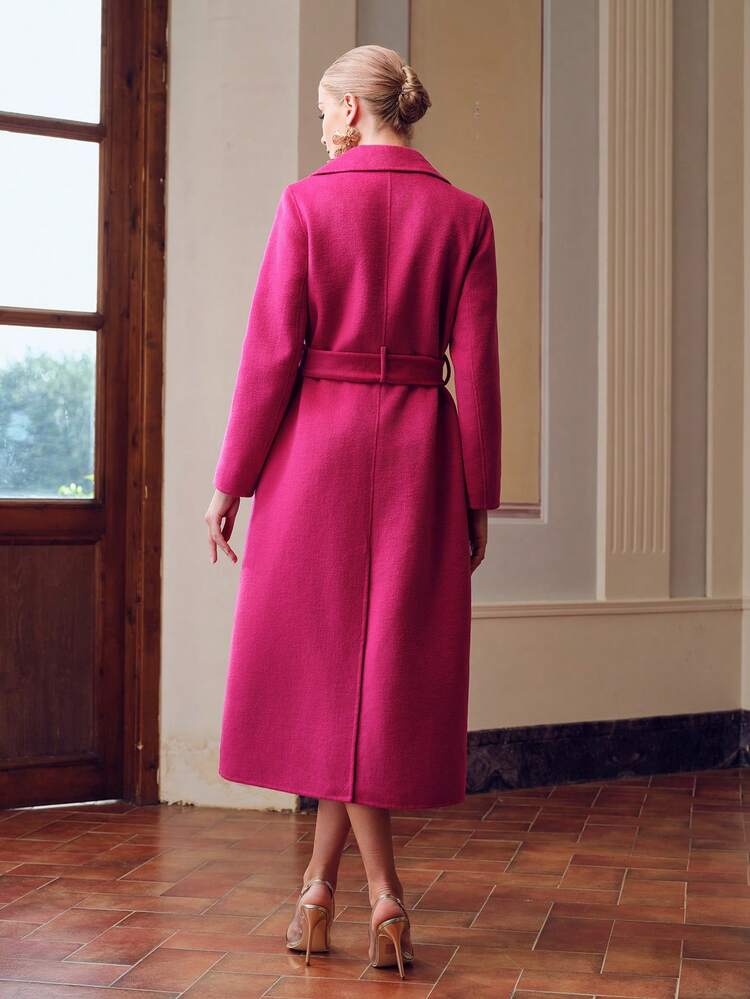 ZEYLAH LAPEL COLLAR BUCKLE BELTED OVERCOAT