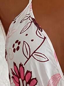 SHEIN Sweetro Váy slip đi biển in họa tiết phong cách Bohemian - Màu Hoa hồng đỏ - Xem 4
