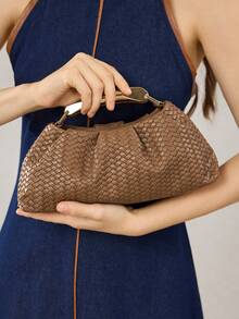 MOTF PREMIUM LADIES PU WOVEN EMBOSSED, FINE HARDWARE, HANDBAG - Brown braid - View 6