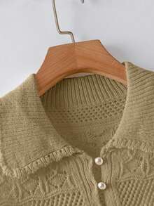 GlowEve New Arrival European And American Fashion Khaki Knit Sweater Top Office Summer Elegant - Khaki - View 6