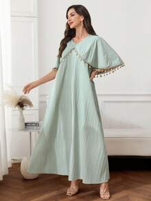 Al Najma Mid-Length V-Neck Dress, Party Dress - Yellow - View 3