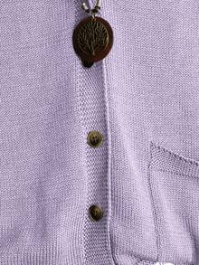 Linhara Plus Size Women Solid Color Knitted V-Neck Button Sleeveless Regular Casual Sweater Vest, Spring/Autumn - Mauve Purple - View 5