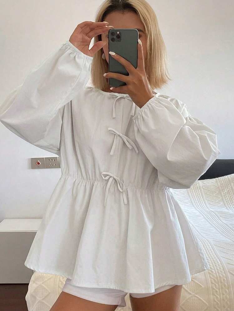 Women's Bow Tie Neck Loose Blouse