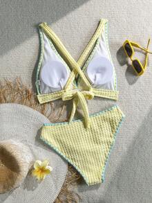 Swim Mod Bikini separado minimalista de resort primavera/verano 2026, traje de baño de alta gama con recogido y elevación para mujeres - Multicolor - Ver 2