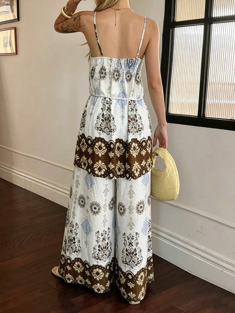 Women's Vacation Style Beach Loose Strap 2 Pieces Set, Spring/Summer