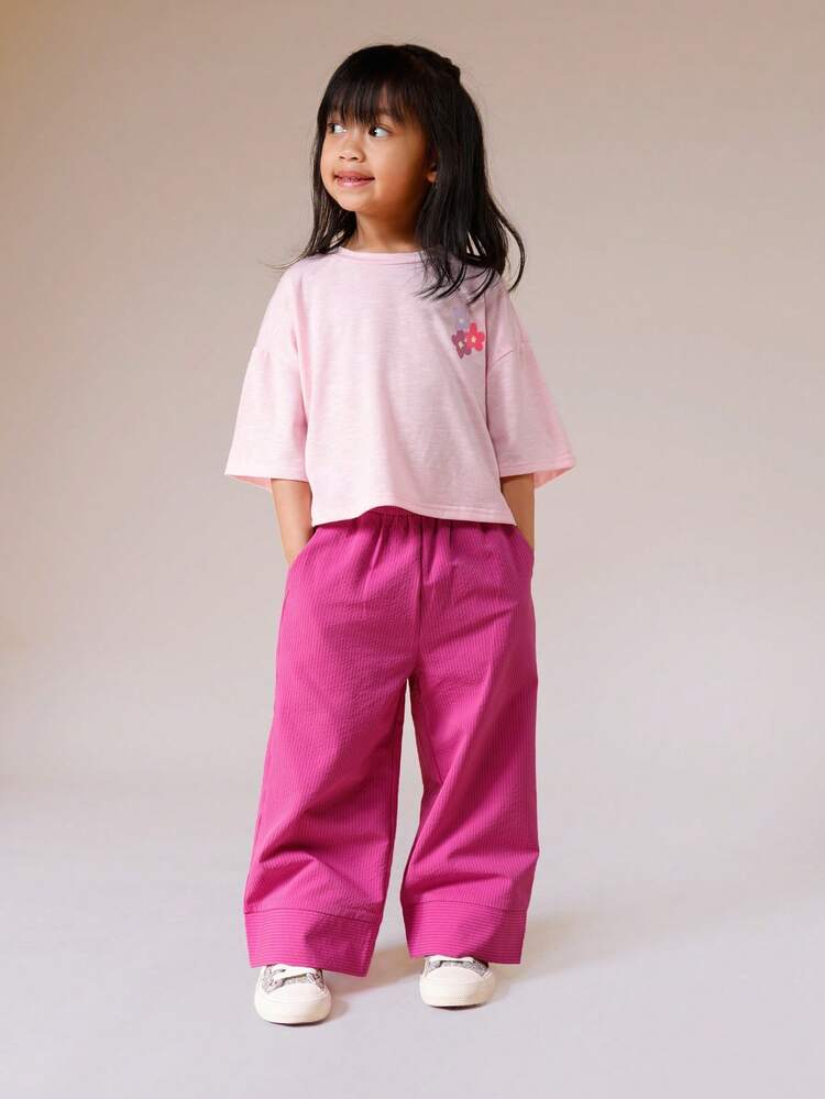 Floral T-Shirt With Wide Leg Pants Set