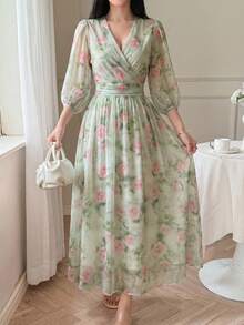 DAZY Damen romantisches Batik-Blumen Bluse und Rock 2-teiliges Set Urlaubsoutfit für Frauen - Verschiedenfarbig - Übersicht 2