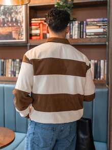 YOUESAWY YOUESAWY Áo nỉ dài tay dáng rộng, thoải mái hàng ngày, có khóa kéo nửa dành cho nam - màu nâu - Xem 2