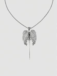 A Hot-Selling Fashion Retro Gothic Style Wing Shape Pendant Necklace - Substitute Platinum - View 1