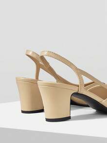 MOTF WOMEN SHOES NEW EUROPEAN AND AMERICAN STYLE SIDE AIR SPLICING ROUND TOE MEDIUM THICK HEEL SHOES, APRICOT VERSATILE, COMFORTABLE, CASUAL, ELEGANT AND FASHIONABLE CLASSIC HIGH HEELS FALL SHOES - Meat apricot - View 5