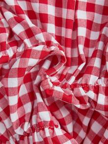 Attitoon Áo sơ mi nữ tay phồng kiểu retro, áo blouse kẻ caro đỏ, trang phục mùa hè cho nữ. - Nhiều màu - Xem 6