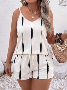 Ladies' Hot Selling And Popular Striped Leisure Vacation Two Pieces Set - Multicolor - View 1