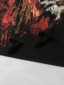 ROMWE MEN Street Life Men's Printed Rivet Loose Tank Top - Black - View 4