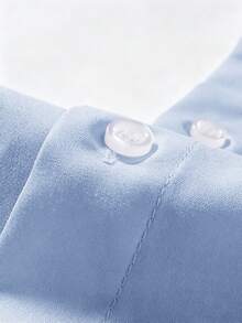 Manfinity Mode Men's Solid Color Business Casual Long Sleeve Formal Shirt, Ceremony - Baby Blue - View 4