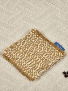 Cirelle 1pc Vintage Tassel Woven Coaster - Checkered Square Insulated Mat, Multi-Purpose Coffee/Tea Table Mat (3.94 Inches X 3.94 Inches), Suitable For Holiday Parties, Family Gatherings - Multicolor - View 5