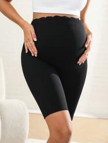 SHEIN Pakaian Hamil Warna Polos Kasual, Pakaian Olahraga, Pembentuk Tubuh, Bodysuit Pengontrol Perut - Hitam - View 4