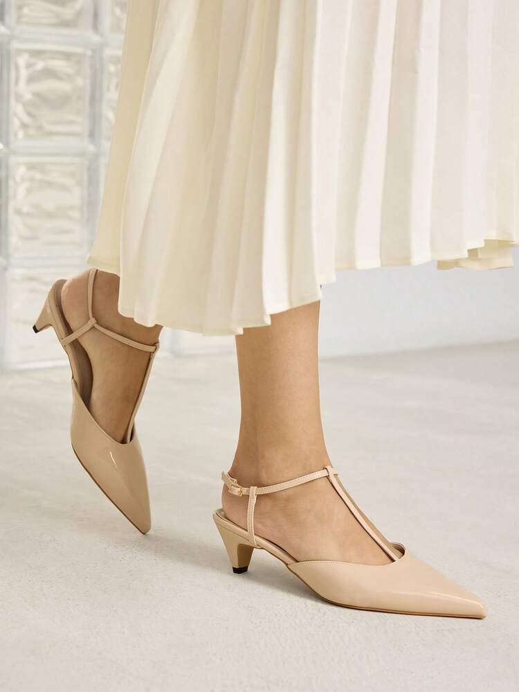 WOMEN'S ELEGANT MINIMALIST APRICOT POINTED TOE KITTEN HEEL PUMPS, VERSATILE FOR DAILY COMMUTE SPRING SHOES