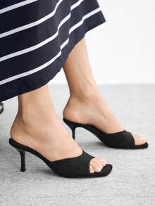 CUCCOO BIZCHIC 女士方头细高跟黑色休闲百搭凉鞋，性感迷人，适合约会、派对和夏季郊游，春季鞋履，春假、复活节、圣诞节皆宜。 - 黑3 - 查看 6