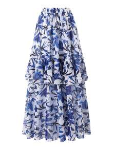 Bonvoyette Deep V-Neck Printed Tie-Waist One-Piece Swimsuit With Mesh Printed Skirt, Women Premium Set - Multicolor - View 10