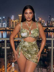Swim SXY Plus Size Women 1-Piece Leopard Print Full Coverage Random Pattern Sexy Swimsuit - Multicolor - View 4