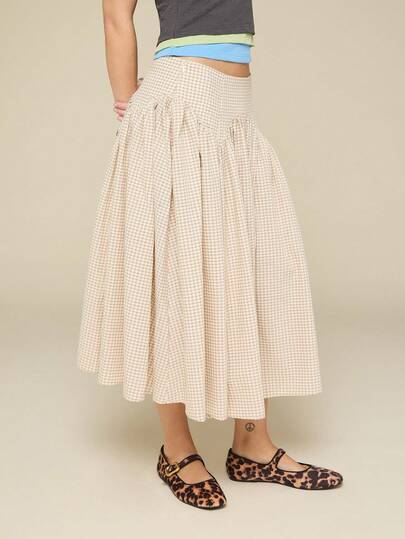COUREZ Check Midi Skirt Y2K Summer Outfits For Women Midi Skirts Summer Skirts Going Out Outfits Party Outfits Festival Outfits Spring Outfits For Women