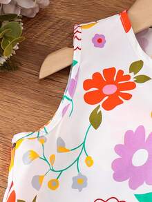 SHEIN Bộ 2 món áo và quần short họa tiết hoa nhí cho bé gái. - Nhiều màu - Xem 8