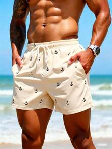 Palasendo Men's Casual 2-In-1 Drawstring Beach Shorts - Khaki - View 5