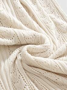 ROMWE Hippie Women's Summer Vacation Faux Hand-Crocheted Openwork Long Cardigan - Apricot - View 4
