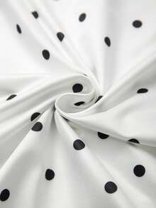 SHEIN Raffinéa Áo thun nữ màu trắng phối ren đen chấm bi. - Đen và trắng - Xem 6