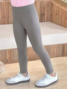 Dazy Kids Legging Kasual Warna Polos untuk Anak Perempuan, Serbaguna, Cocok untuk Pemakaian Sehari-hari di Musim Panas - Grey - View 6