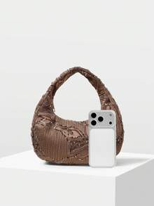 MOTF PREMIUM BOLSO DE MANO CON ASA SUPERIOR Y CREMALLERA CON LENTEJUELAS, ADECUADO PARA FIESTAS - Café - Ver 4