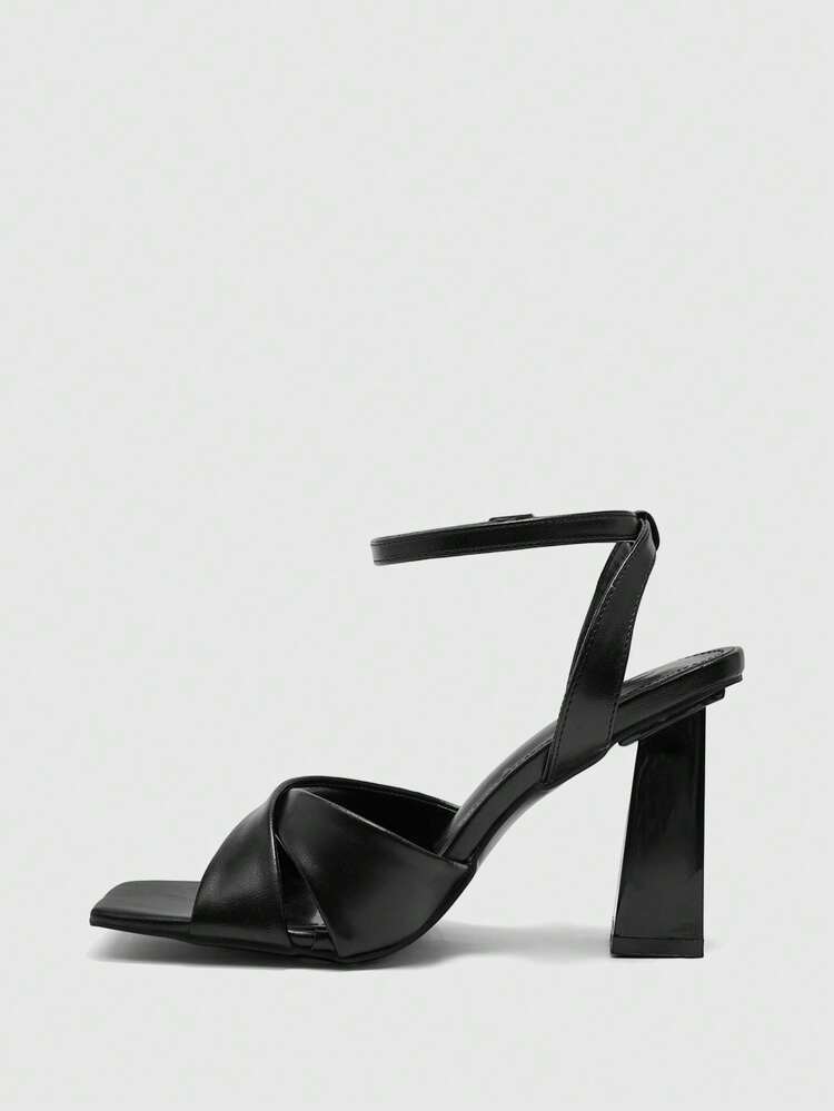 CUCCOO BIZCHIC Women Shoes Women's New Simple Fashion High Heel Color Scheme Paint High Heel Thick Bottom Ankle Strap Square Toe Cross Strap Sexy Versatile Commuter Mirror PU Material Festival Party Dating Spring Summer Four Seasons Workplace Festival Dating Street Fashion Classic Sandals Elegant Temperament Women's Shoes