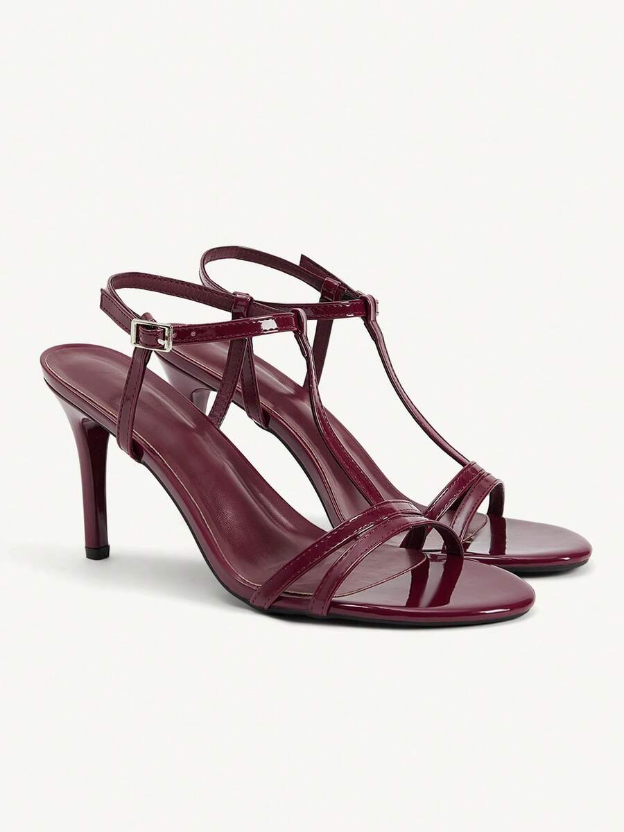 CUCCOO CHICEST Giày nữ mùa hè mới, sandal cao gót mũi tròn cho nữ. - Màu Đỏ Sâu - Xem 1