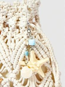 Kawaii 白色抽绳海洋度假编织袋 - 米色 - 查看 3