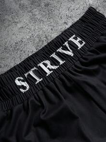 Manfinity EMRG Pantalones cortos casuales de talla grande para hombres con estampado de letras, verano - Negro - Ver 4